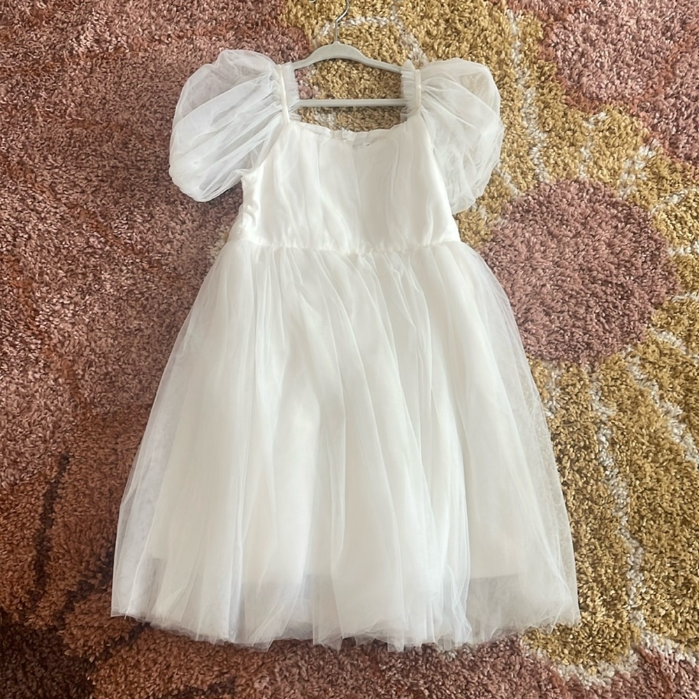 Arabella and rose white Gardenia flower girl dress
